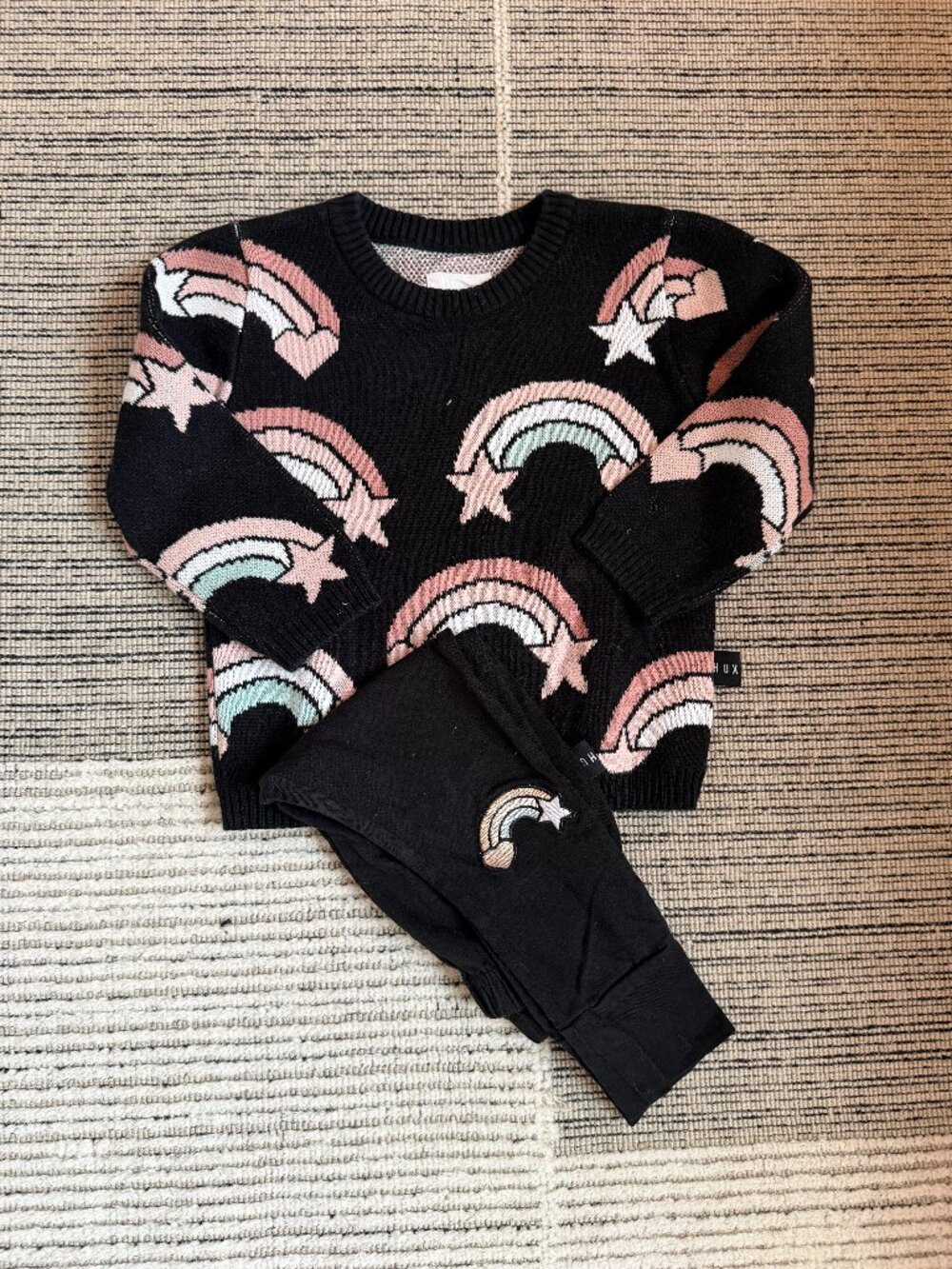 Huxbaby 18-24 Rainbow Knit Sweater and Leggings